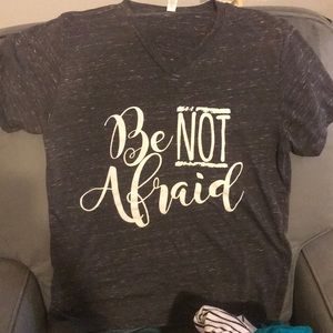 V-neck heather grey size M T-shirt.